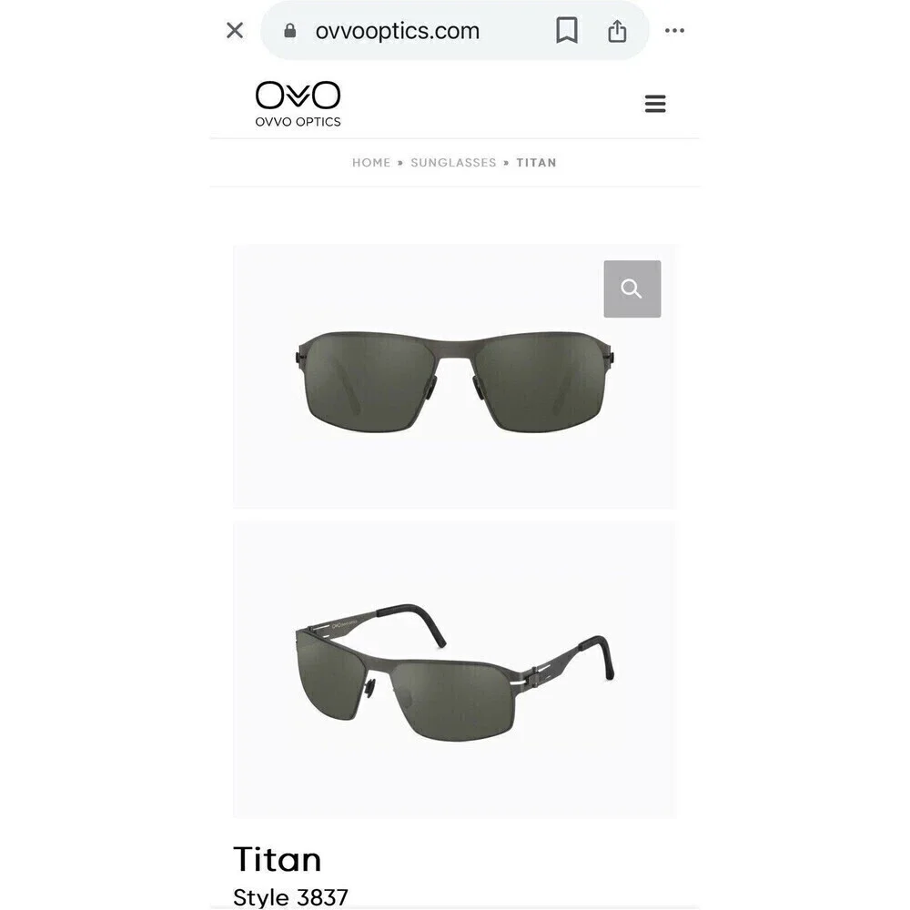 Ovvo Optics Graphite Sunglasses Style Titan 3837 Diamond Like Carbon Excellent